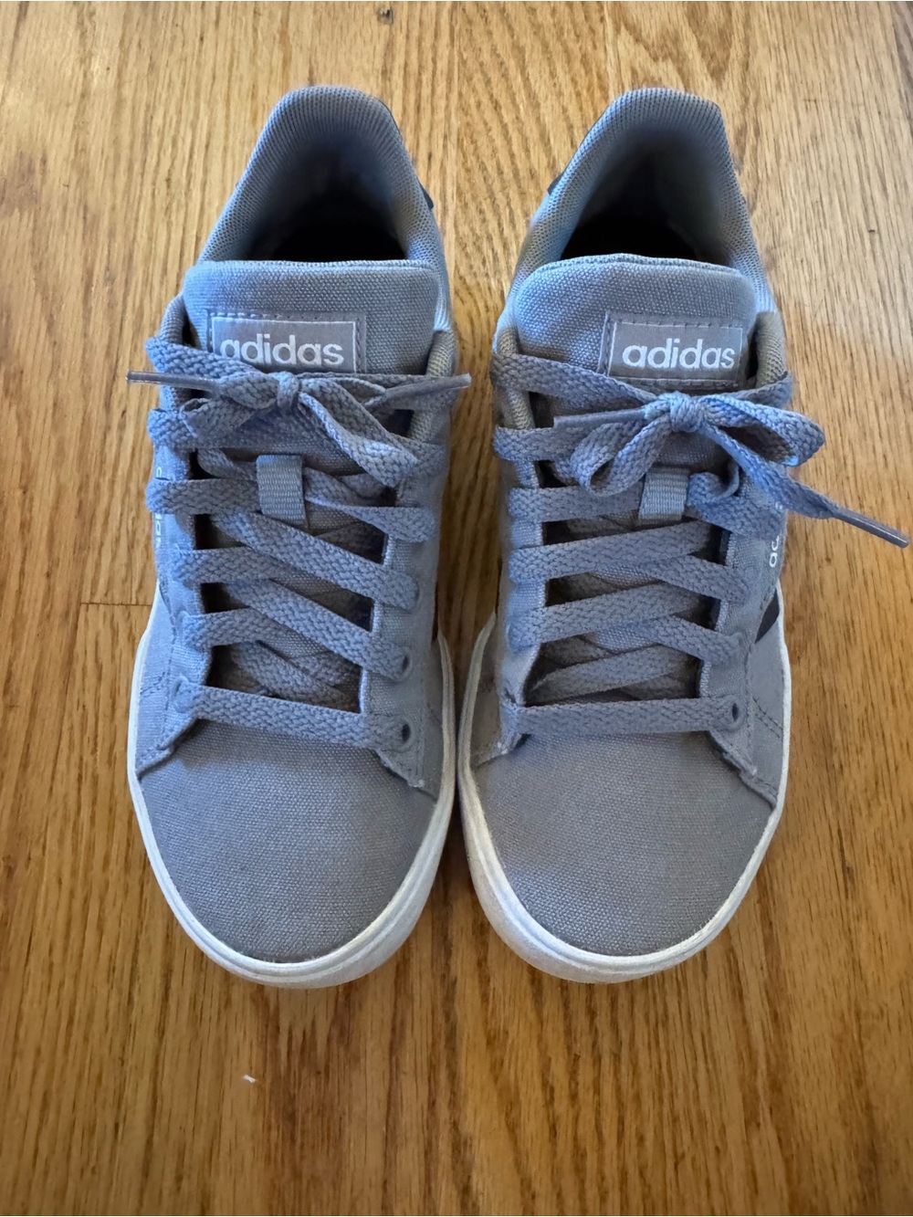 adidas Kids Gray Canvas Lace-Up Sneakers